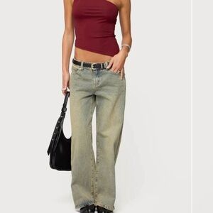 Edikted Olive Wash Boyfriend Jeans